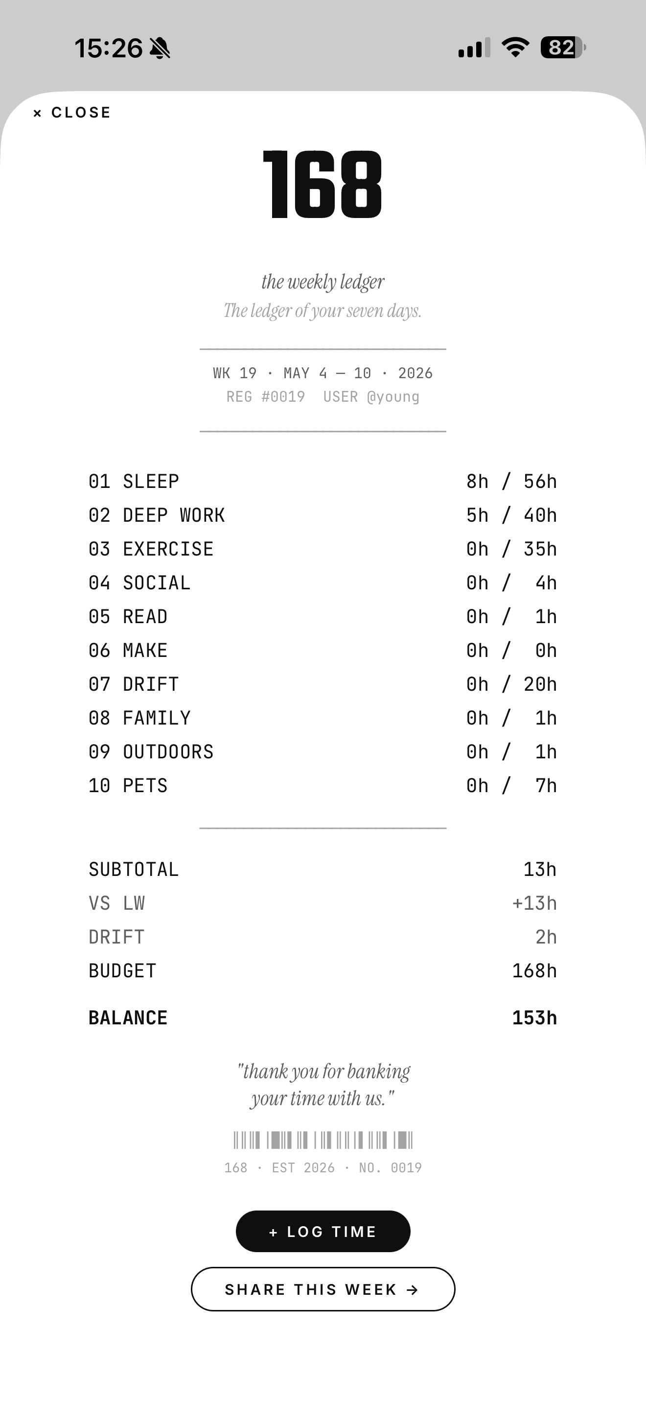 Sunday receipt